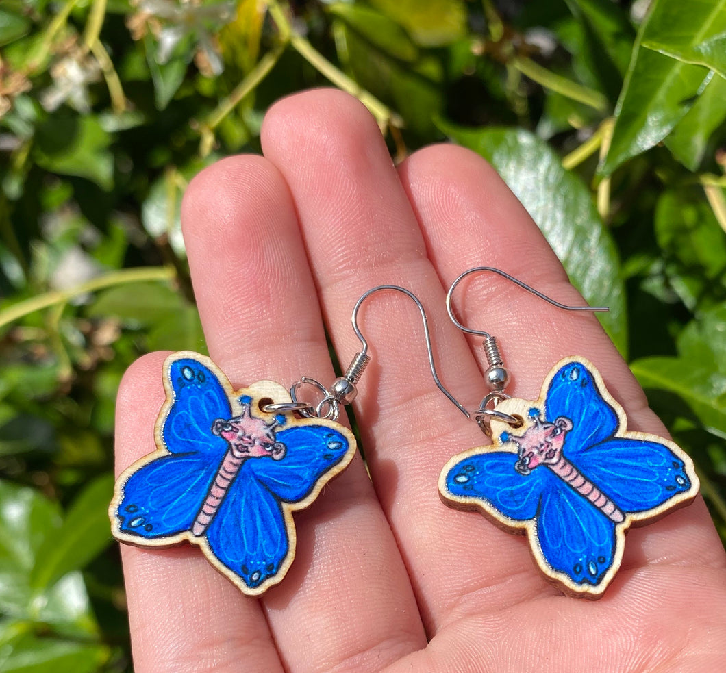 Wooden butterfly earrings